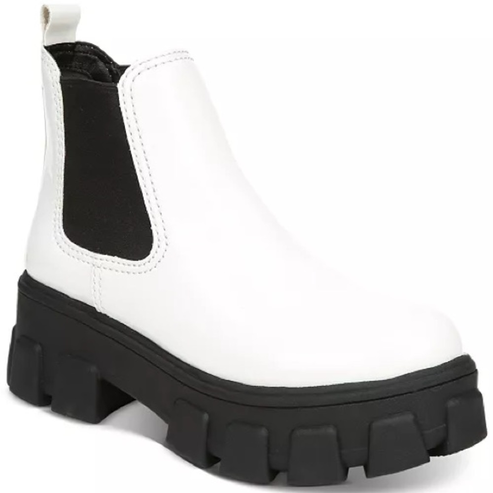 White and Black Women's Chelsea Boots